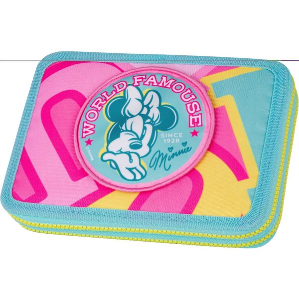 CoolPack Federmäppchen Etui XL, Disney, Minnie Mouse, mit 2 Reißverschlüssen, befüllt