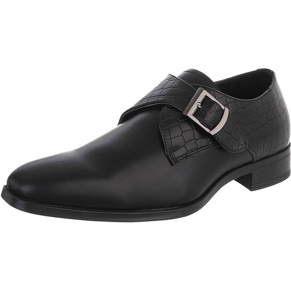 Coolwalk Herren Monkstrap Schuh mit Schnalle, elegant Schnürschuh (91917845) Blockabsatz Business-Schuhe in Schwarz