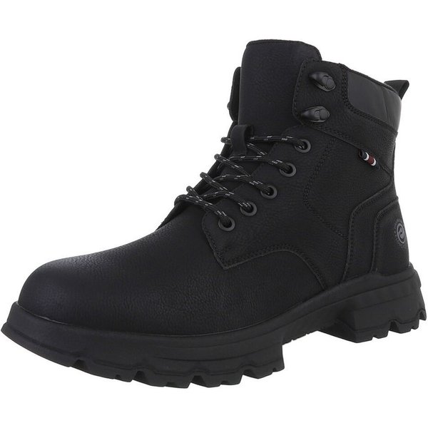 Coolwalk Herren Schnürschuhe Freizeit Stiefelette (88491802) Blockabsatz Boots in Schwarz