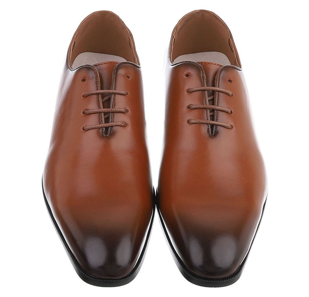 Coolwalk Herrenschnürschuh elegant in Leder-Optik Schnürschuh (91977317) Blockabsatz Business-Schuhe in Camel – Bild 4 von 5
