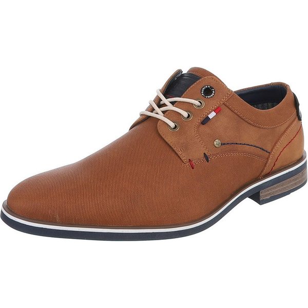 Coolwalk Herrenschuh Schnürer Casual aus Textil und Synthetik Schnürschuh (91917928) Blockabsatz Schnürer in Camel