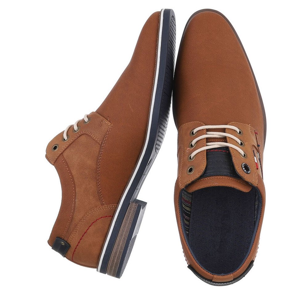 Coolwalk Herrenschuh Schnürer Casual aus Textil und Synthetik Schnürschuh (91917928) Blockabsatz Schnürer in Camel – Bild 2 von 5