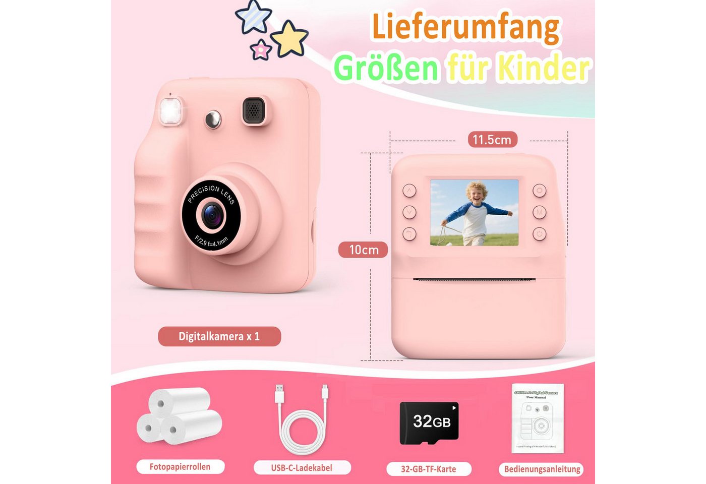 Coonoor 1080P Kinder-Digitalkamera, 2,4-Zoll-Kinderkamera Kinderkamera (Digitalkamera-Spielzeug, 32-GB-Karte) – Bild 2 von 5
