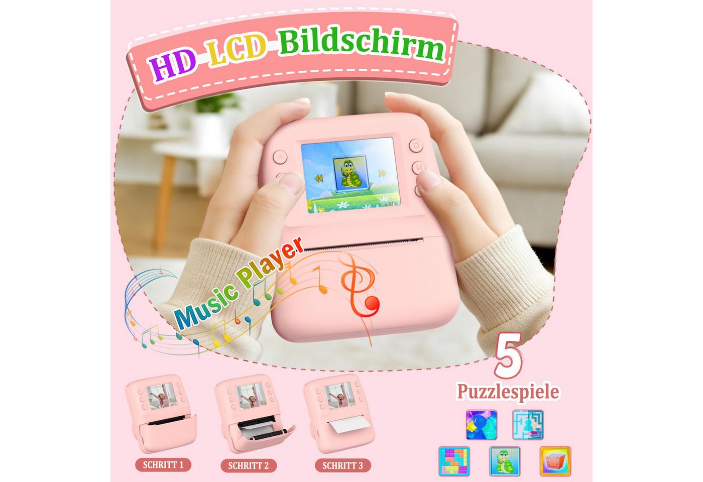 Coonoor 1080P Kinder-Digitalkamera, 2,4-Zoll-Kinderkamera Kinderkamera (Digitalkamera-Spielzeug, 32-GB-Karte) – Bild 3 von 5