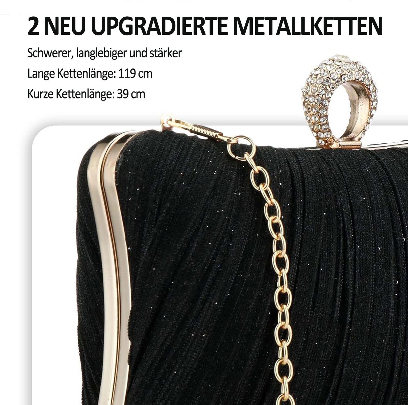 Coonoor Abendtasche Damen Abendtasche, Hochzeits-Party Clutch, Faltende Abendtasche, Klassische Handtasche – Bild 5 von 5