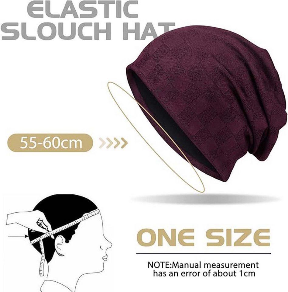 Coonoor Beanie Dünne und Leichte Jacquard Jersey Beanies Chemo Kopfbedeckung Mützen – Bild 4 von 5