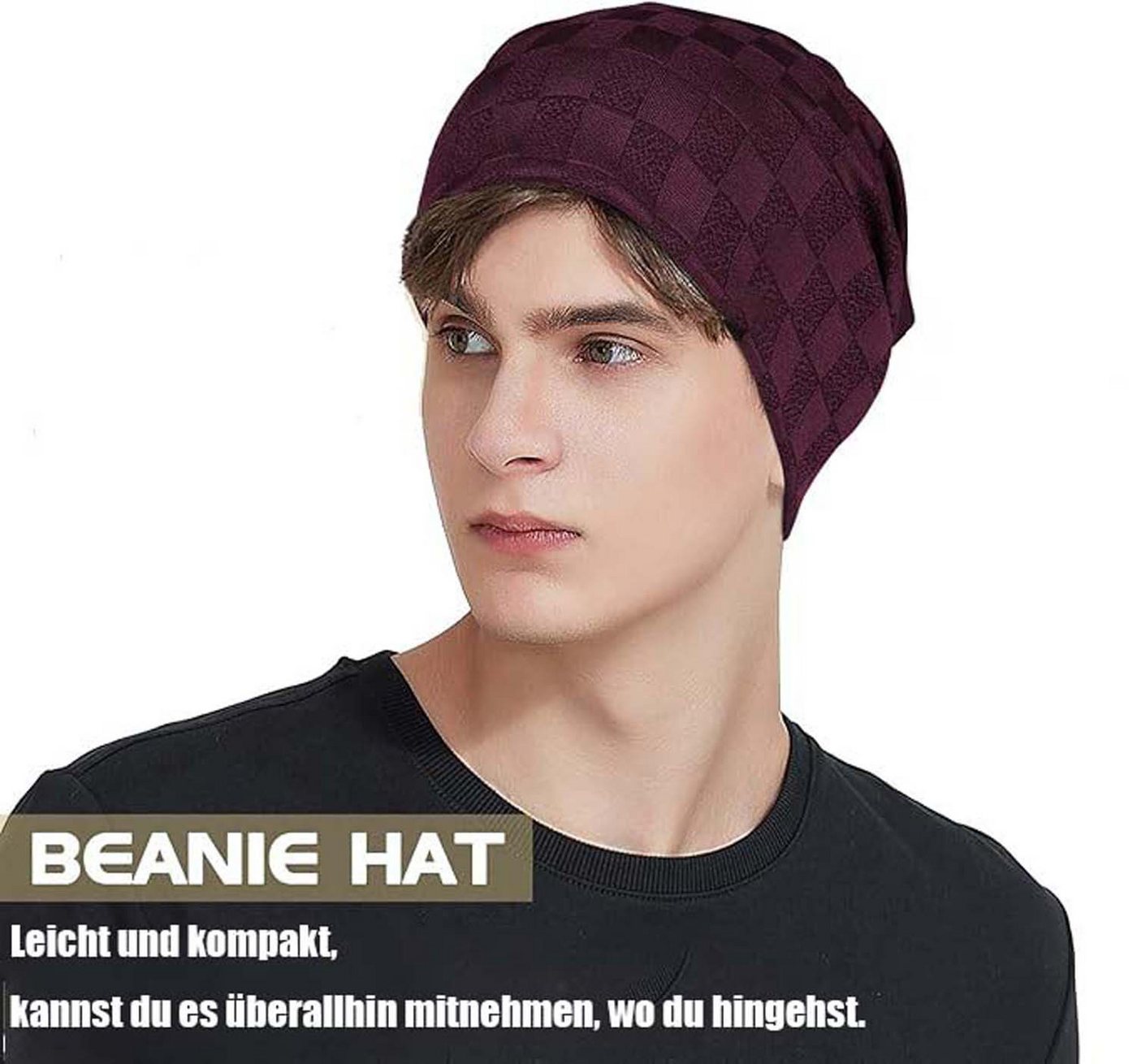 Coonoor Beanie Dünne und Leichte Jacquard Jersey Beanies Chemo Kopfbedeckung Mützen – Bild 5 von 5