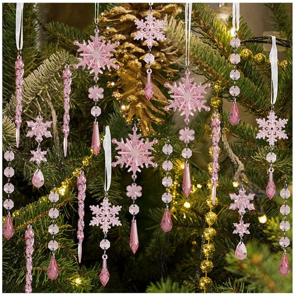 Coonoor Christbaumschmuck Acryl Schneeflocken Eiszapfen Tropfen Hängedekoration (18-tlg), Ornamente für Weihnachtsbaum Winterfest und Party Deko