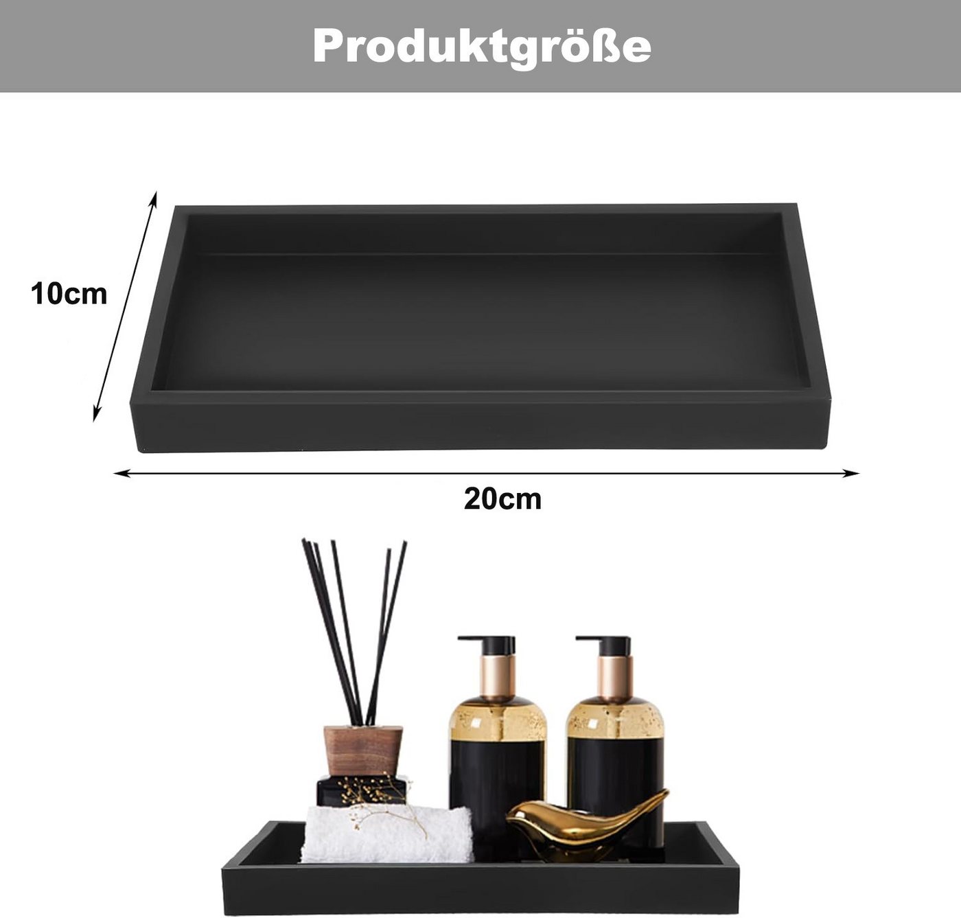 Coonoor Dekotablett Badezimmer Tablett Silikon Ablagetablett (1 St) – Bild 2 von 5