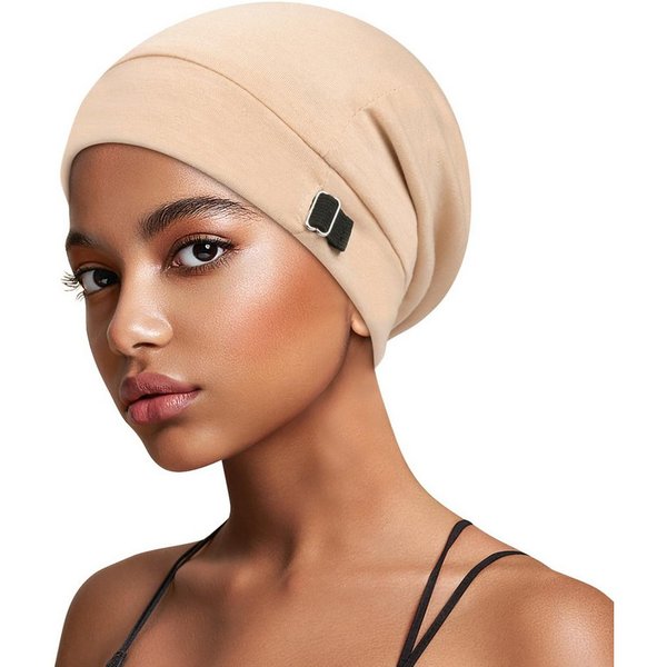 Coonoor Duschhaube Satin Bonnet Schlafmütze Unisex Schlafhaube zum Schlafen (Slouch Satin Lined Beanie Lockenhaube Verstellbar Haube Schlafkappe), für Damen und