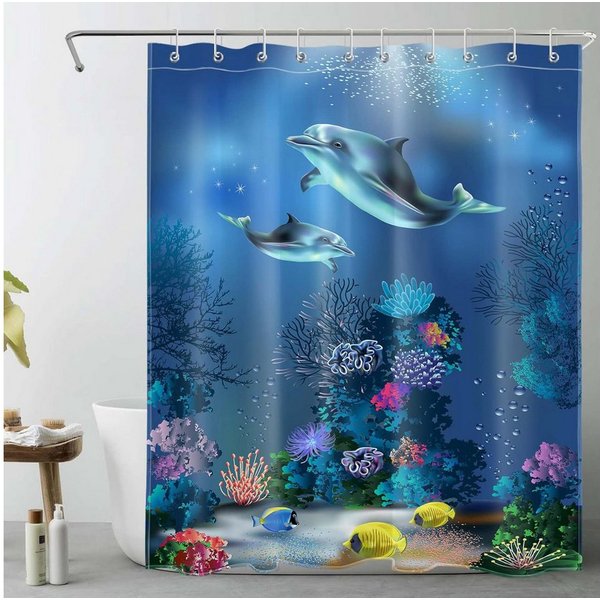 Coonoor Duschvorhang Anti-Schimmel Wasserdicht Polyester Stoff Waschbar Bad Vorhäng Breite 180 cm