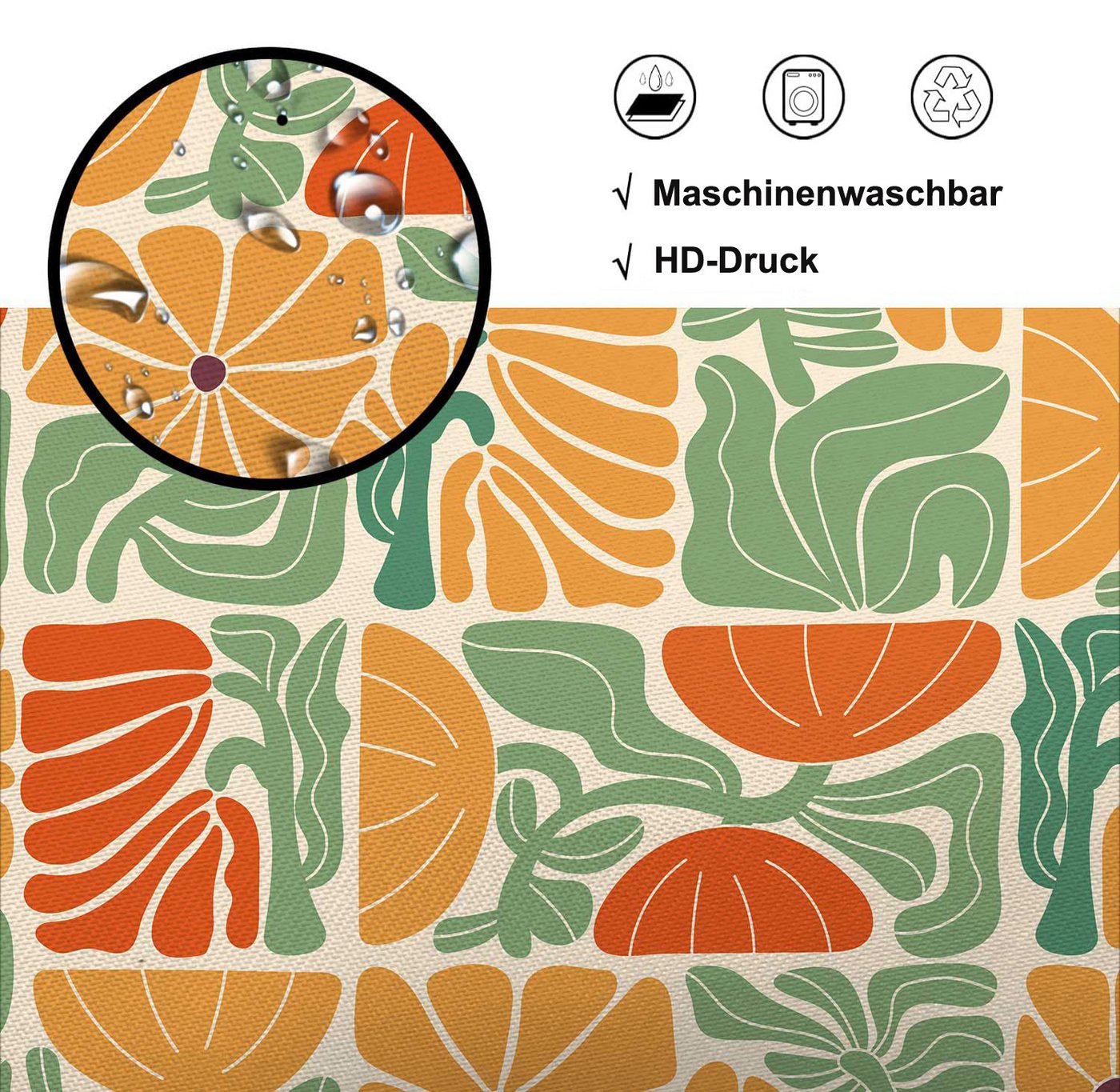 Coonoor Duschvorhang Boho Duschvorhang mit abstraktem, buntem Blumenmuster Breite 180 cm (1-tlg), Vintage Retro Patchwork – Geometrisches Botanisches Design für – Bild 3 von 5