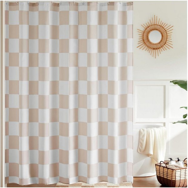 Coonoor Duschvorhang für Badezimmer, hübsches Retro-Schachbrettmuster,183 x 183 cm