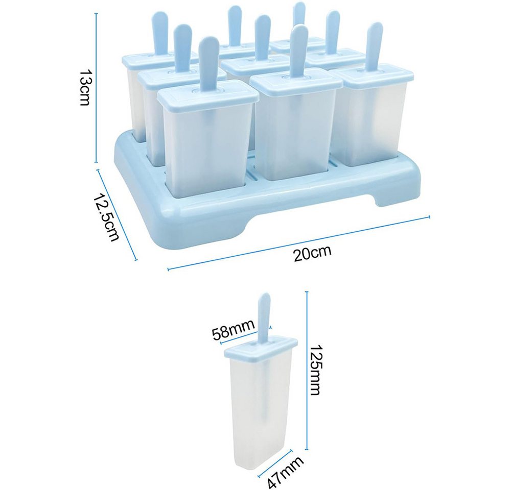 Coonoor Eisform 9 Eisförmchen wiederverwendbar Formen Eiscreme DIY Ideen Eis am Stiel, für Kinder und Erwachsene Stieleisformen – Bild 2 von 5