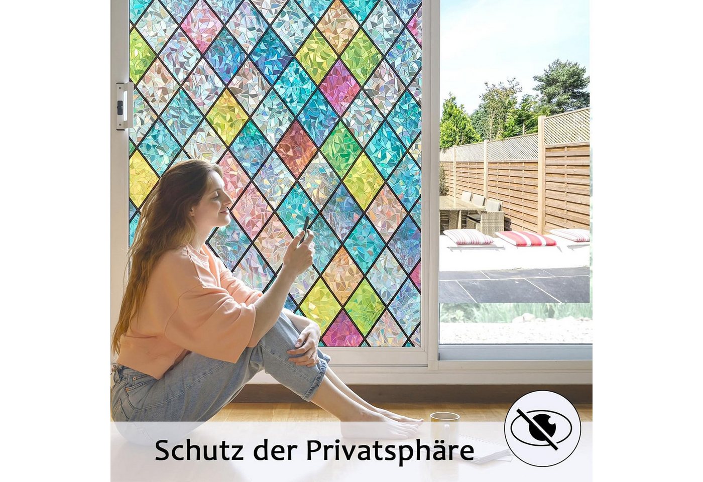 Coonoor Fensterfolie Selbsthaftend Blickdicht Sichtschutzfolie Fenster 3D Fensterfolie – Bild 2 von 5