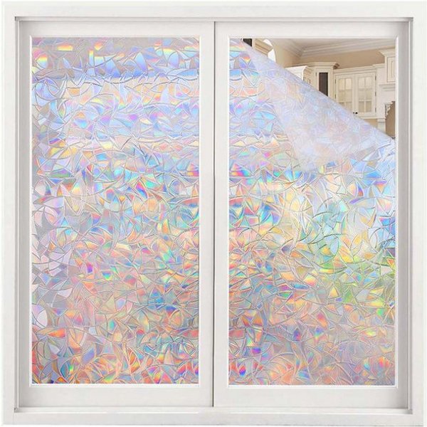 Coonoor Fensterfolie Selbsthaftend Blickdicht Sichtschutzfolie Fenster 3D Fensterfolie