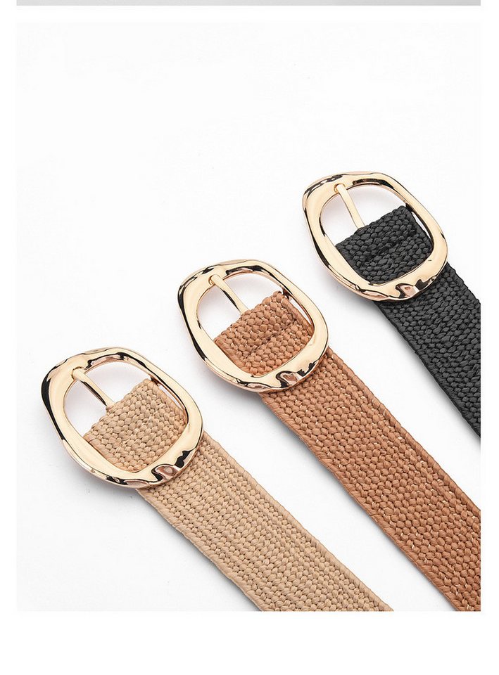 Coonoor Flechtgürtel Stroh Gewebte Elastische Taillengürtel für Damen Boho Frauen Geflochtener Rattan Breiter Gürtel Stretch Taillengürtel – Bild 3 von 5