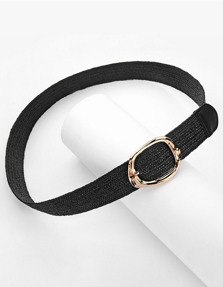 Coonoor Flechtgürtel Stroh Gewebte Elastische Taillengürtel für Damen Boho Frauen Geflochtener Rattan Breiter Gürtel Stretch Taillengürtel – Bild 4 von 5