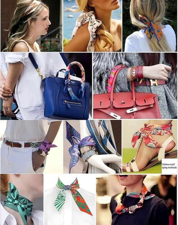 Coonoor Halstuch Handtaschen Schal, Satin Ribbon Seidentücher Scarf Damen, (6-St) – Bild 5 von 5