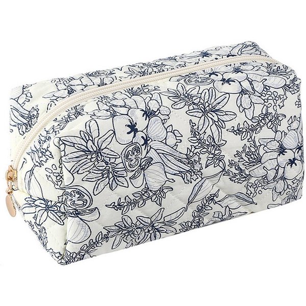 Coonoor Kosmetiktasche Blumenmuster Kulturtasche,Tragbare Makeup Tasche Handtasche Organizer