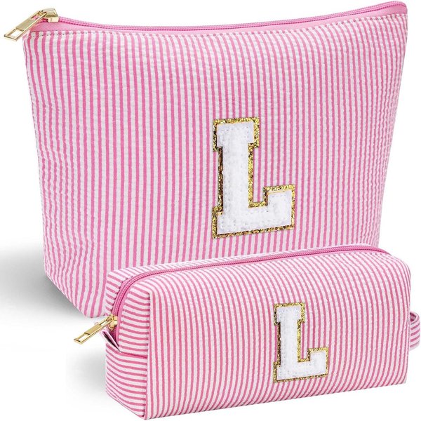 Coonoor Kosmetiktasche Groß Kosmetiktasche Set Kosmetiktaschen mit Buchstaben, Damen Mädchen Geburtstagsgeschenk für Frauen