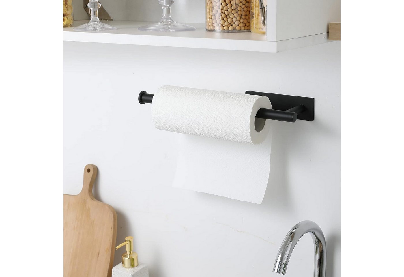 Coonoor Küchenrollenhalter Edelstahl Rollenhalter, Kein Bohren Küchenpapierhalter Unter Schrank, (1-St) – Bild 5 von 5
