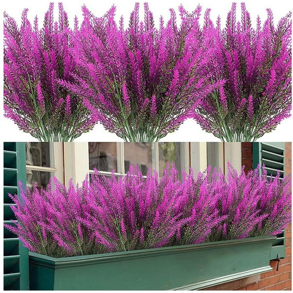 Kunstblumenstrauß 4/6/12 Sträuße Kunstlavendelblumen, Kunstlavendelstrauß, Kunstpflanzen, Coonoor, Outdoor-Kunstblumenstrauß, für Zuhause, Hochzeiten, Garten