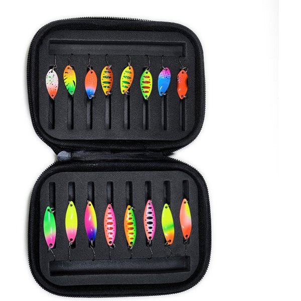 Coonoor Kunstköder 16 Stück Kunstköder Spinner Blinker Set Forellenköder Spoons Set, (Angelzubehör mit Aufbewahrungsbox), für Forelle Barsch Hecht Zander