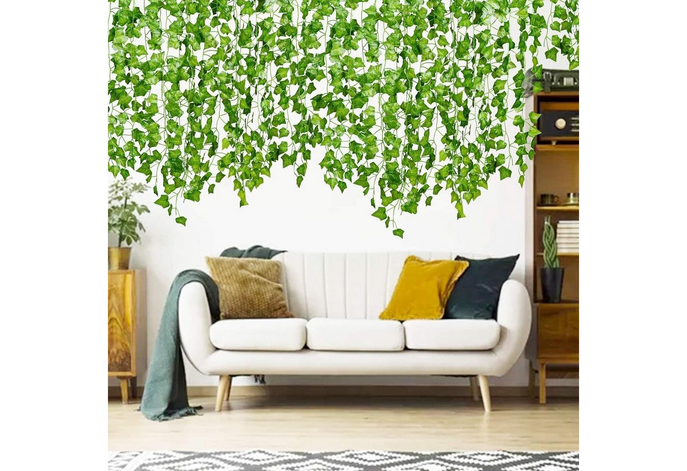 Kunstranke Efeu Künstlich, Efeu Girlande Hängend Ivy Leaves 220 cm, Coonoor, für Garten Hochzeit Weihnachts Neujahrs Party Wanddekoration – Bild 2 von 5
