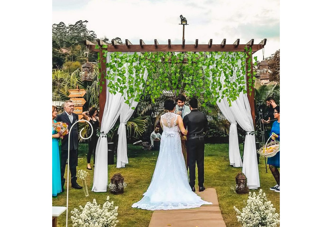 Kunstranke Efeu Künstlich, Efeu Girlande Hängend Ivy Leaves 220 cm, Coonoor, für Garten Hochzeit Weihnachts Neujahrs Party Wanddekoration – Bild 3 von 5