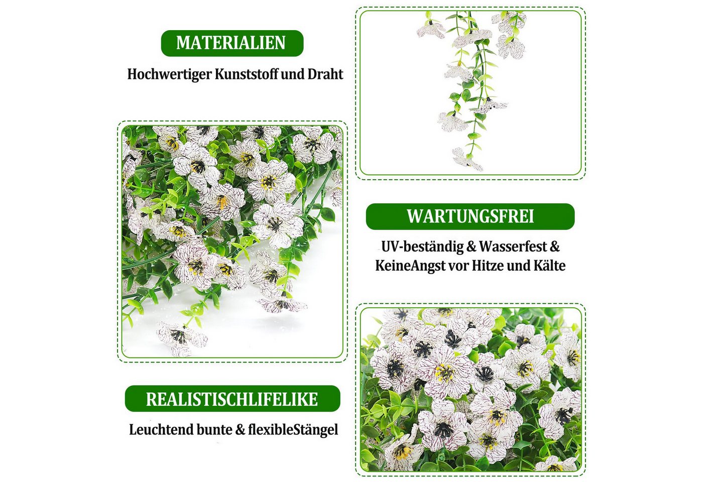 Kunstranke Kunstranke Veilchenranken, künstliche hängende Pflanzen, Coonoor, Künstliche Blumen für den Außenbereich, Wanddekoration – Bild 3 von 5