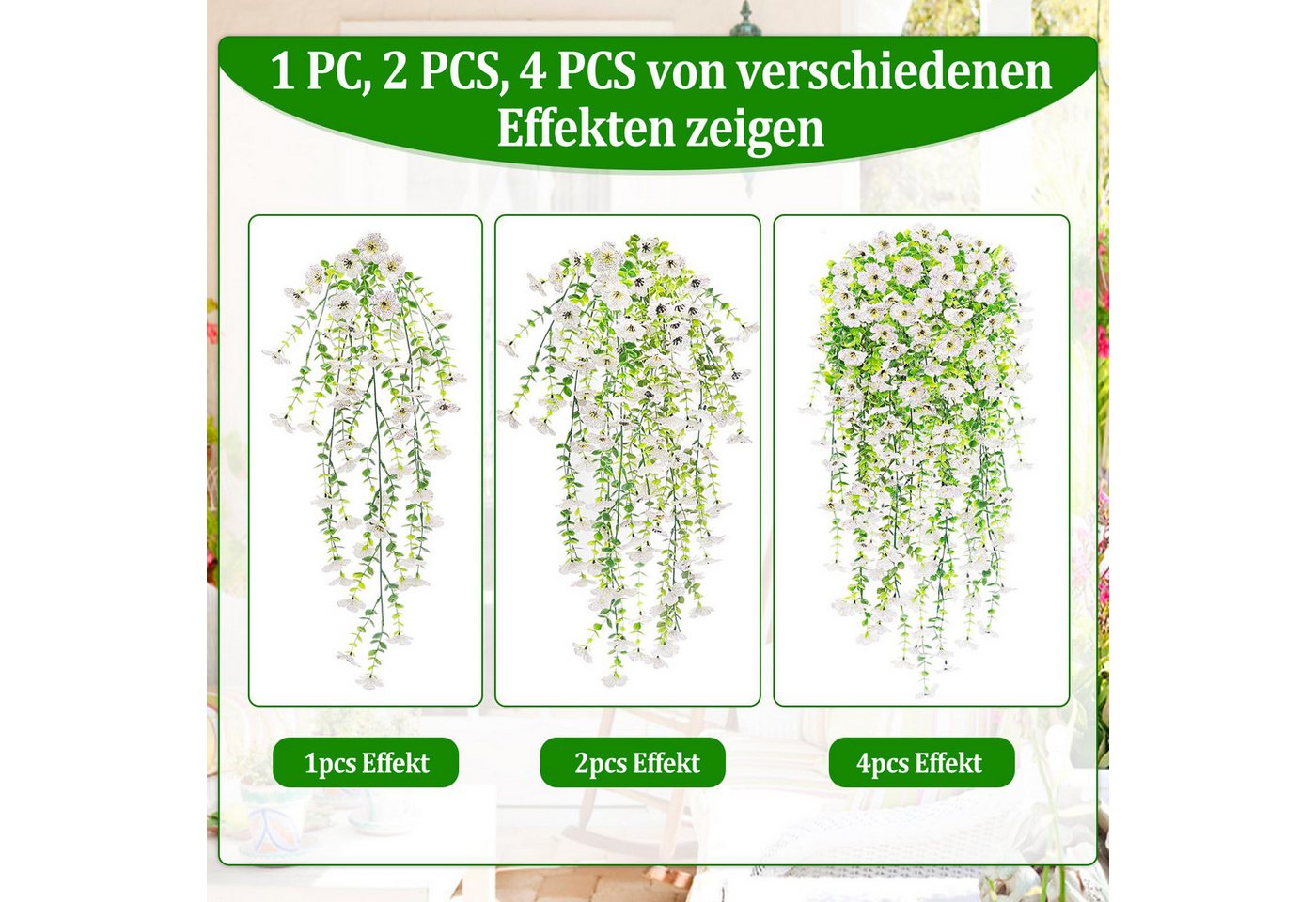 Kunstranke Kunstranke Veilchenranken, künstliche hängende Pflanzen, Coonoor, Künstliche Blumen für den Außenbereich, Wanddekoration – Bild 4 von 5