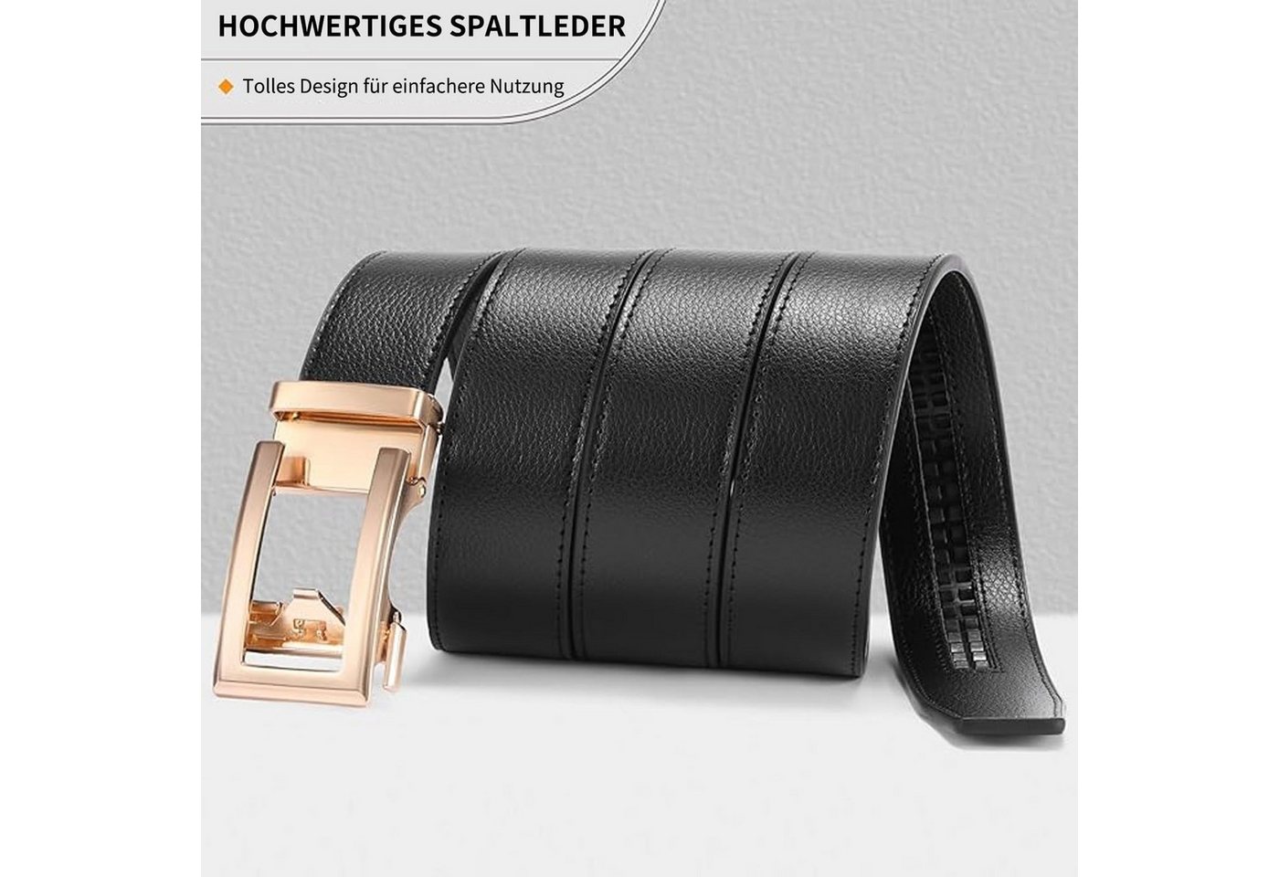Coonoor Ledergürtel mit moderner Schnalle, Gürtel Damen und Herren (1-St) 3.5 cm breiter Gürtel aus Leder – Bild 5 von 5
