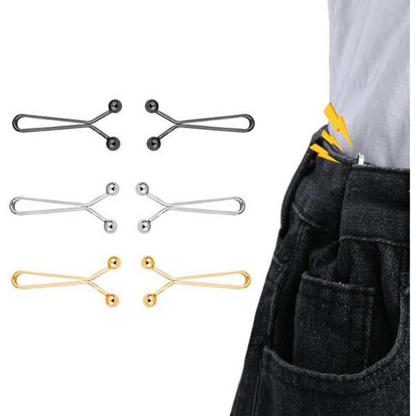 Coonoor Manschettenknöpfe Hosen Taillenspanner, 6 Stück Taillenschnallen Clips kein Nähen (6-Paar), Jean Knopfnadeln Knöpfe