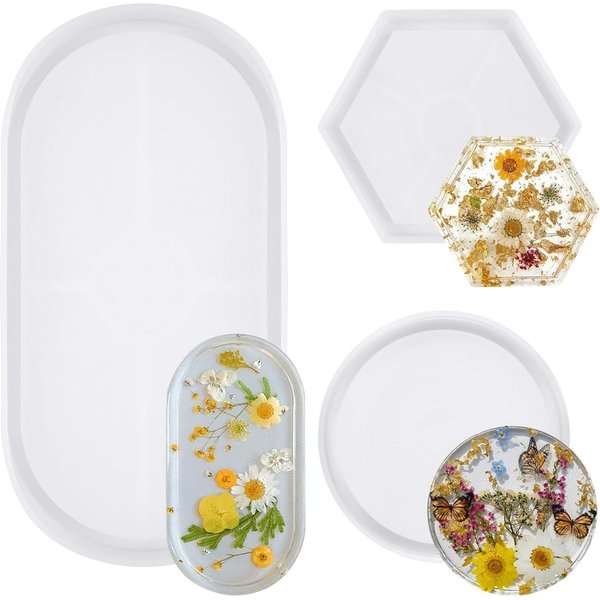 Coonoor Modellierwerkzeug Tablett Untersetzer,DIY Untersetzer Silikonform Kerzenhalter, (3 St)