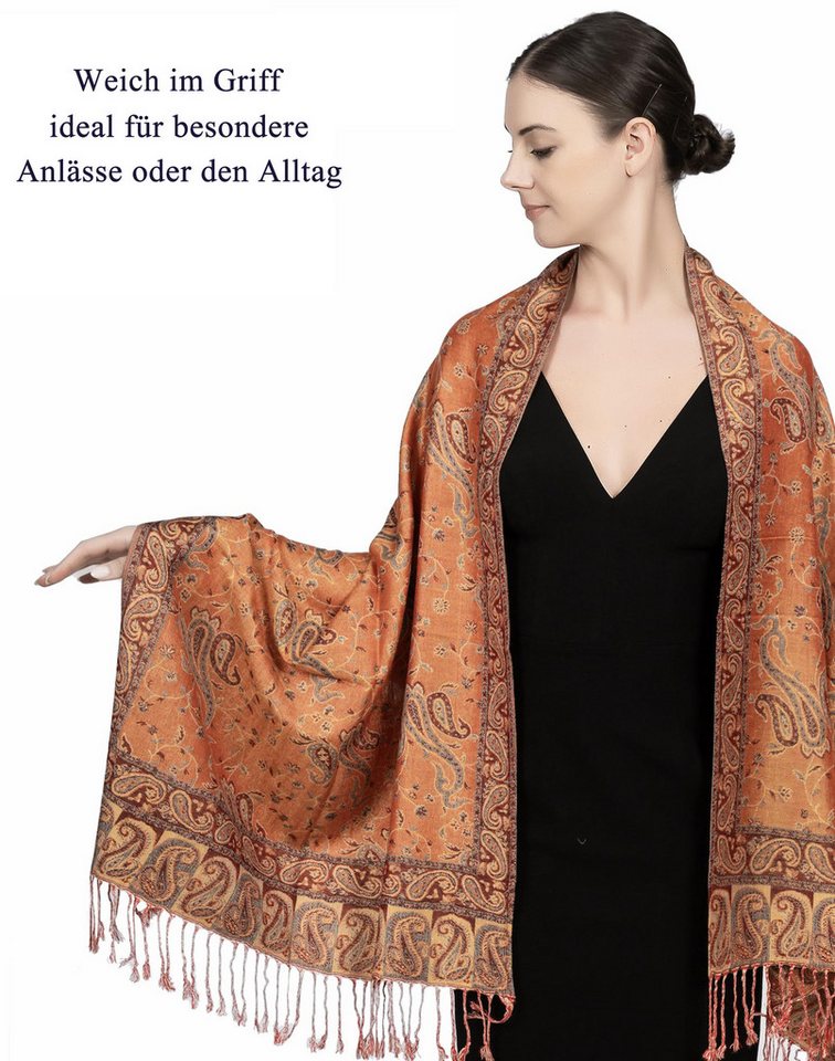 Coonoor Modeschal Damen Kaschmirimitat-Schal, Elegant Weich Schultertuch Schal, Schals und Umhänge für Abendkleider, Festivals und alle Anlässe – Bild 4 von 5