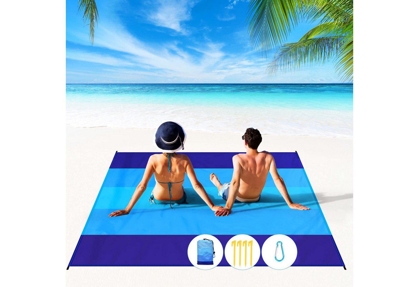 Picknickdecke Stranddecke Strandmatte Campingdecke, 210x200cm Wasserdicht, Sanddicht, Coonoor, 0.33kg Ultraleicht & Kompakt für Strand, Camping, Wandern, Pickni – Bild 3 von 5