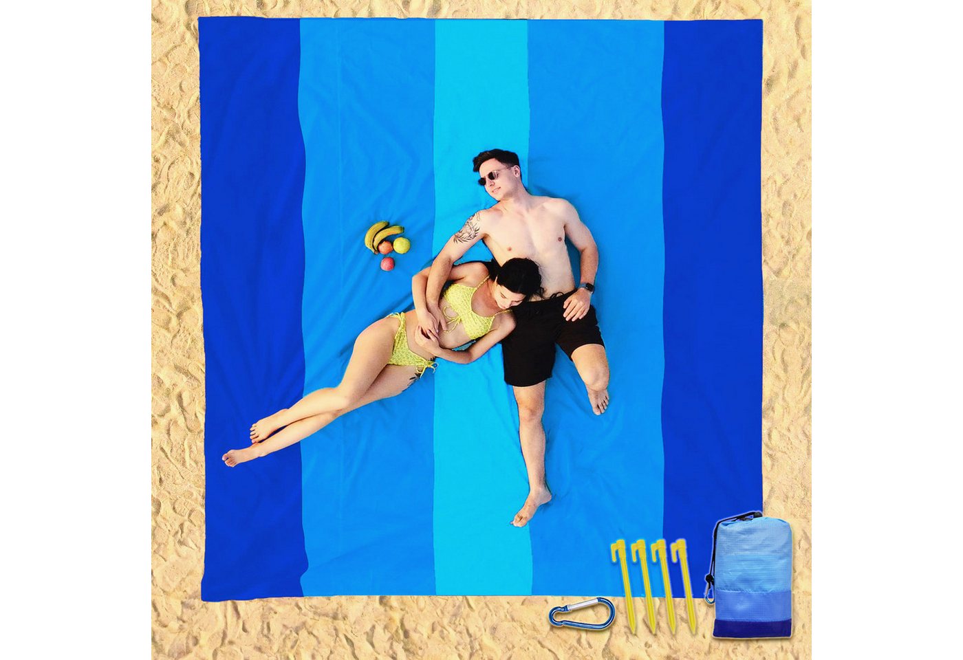 Picknickdecke Stranddecke Strandmatte Campingdecke, 210x200cm Wasserdicht, Sanddicht, Coonoor, 0.33kg Ultraleicht & Kompakt für Strand, Camping, Wandern, Pickni – Bild 5 von 5