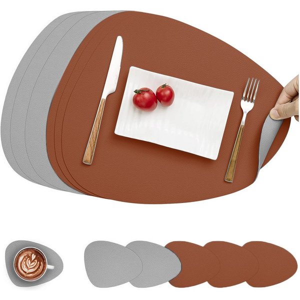 Coonoor Platzset Tischset, Kunstleder, abwischbar, (6-St)