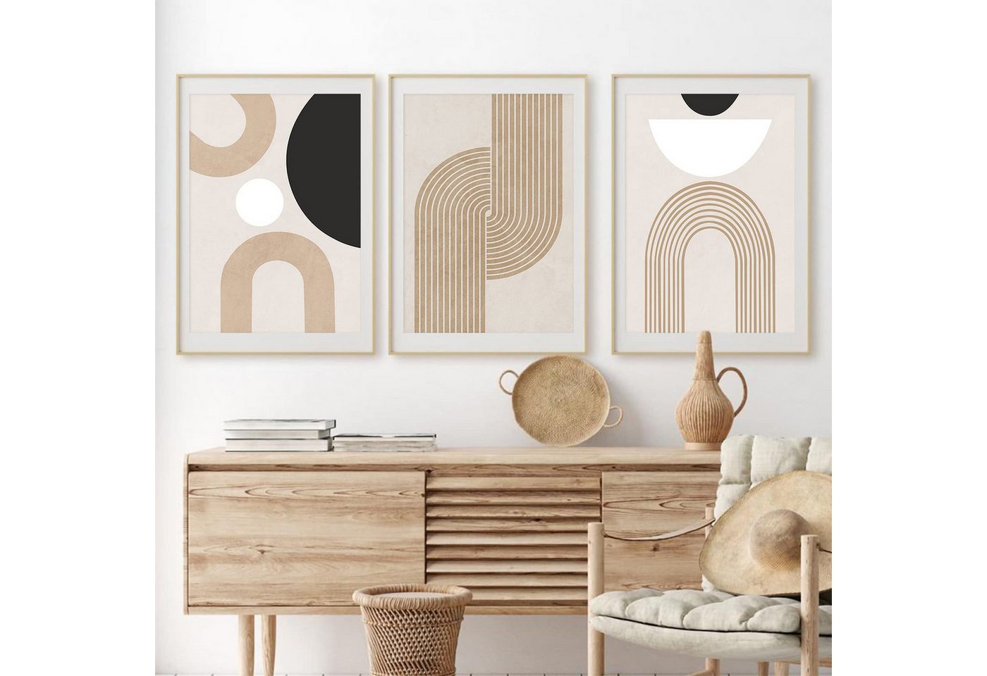 Coonoor Poster 3er Premium Poster Set,Moderne Abstrakt Kunst Wandbilder,Ohne Rahmen, (3 St), Kunstdruck Leinwandbild,Boho Deko Bilder für Wohnzimmer Schlafzimme – Bild 2 von 5
