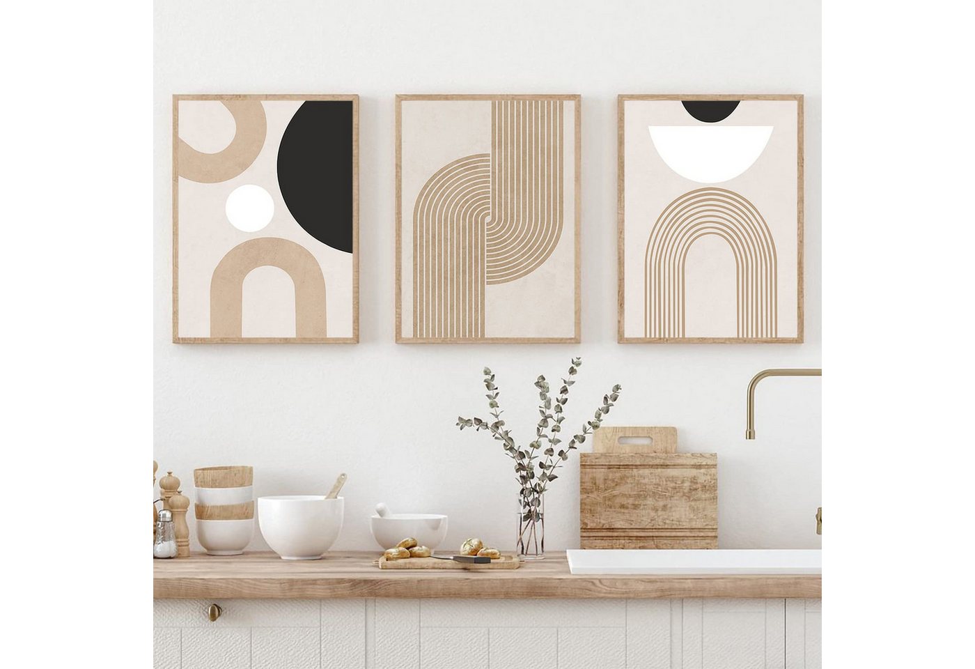 Coonoor Poster 3er Premium Poster Set,Moderne Abstrakt Kunst Wandbilder,Ohne Rahmen, (3 St), Kunstdruck Leinwandbild,Boho Deko Bilder für Wohnzimmer Schlafzimme – Bild 3 von 5