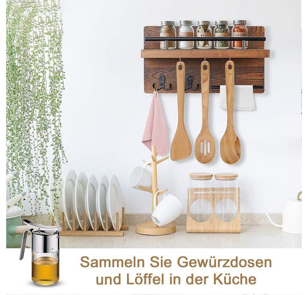 Coonoor Schlüsselbrett mit Ablage, Schlüsselbrett Holz mit 7 Schlüsselhaken, Geeignet für Eingangsbereich, Haustür, Flur, Schlafzimmer, Büro – Bild 5 von 5