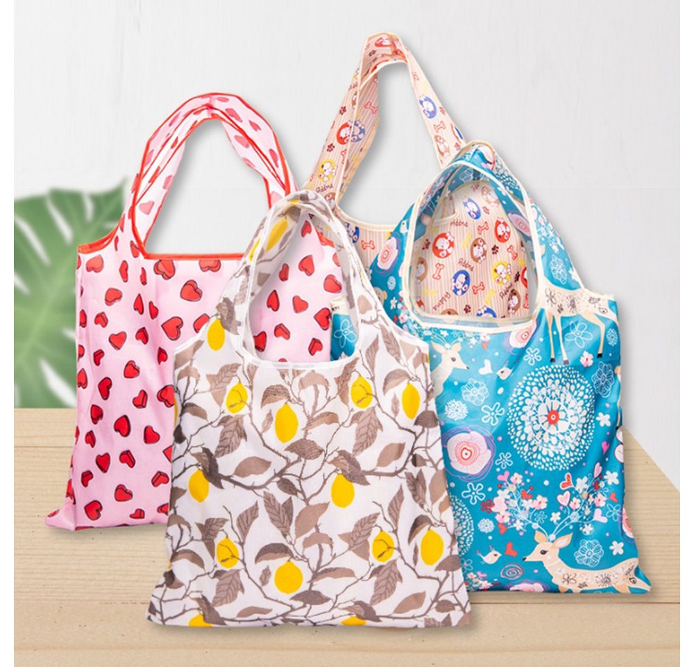 Coonoor Schultertasche Einkaufsshopper Faltbare Wiederverwendbarer Einkaufsbeutel 64x44cm (5-tlg) – Bild 4 von 5