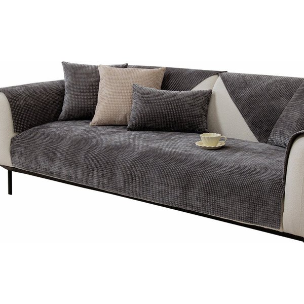 Coonoor Sofahusse Hussen-Set Sofa Abdeckung Kissen Chenille-Sofabezug für 1/2/3/4 Sitze, rutschfest L Form Sofaüberwurf