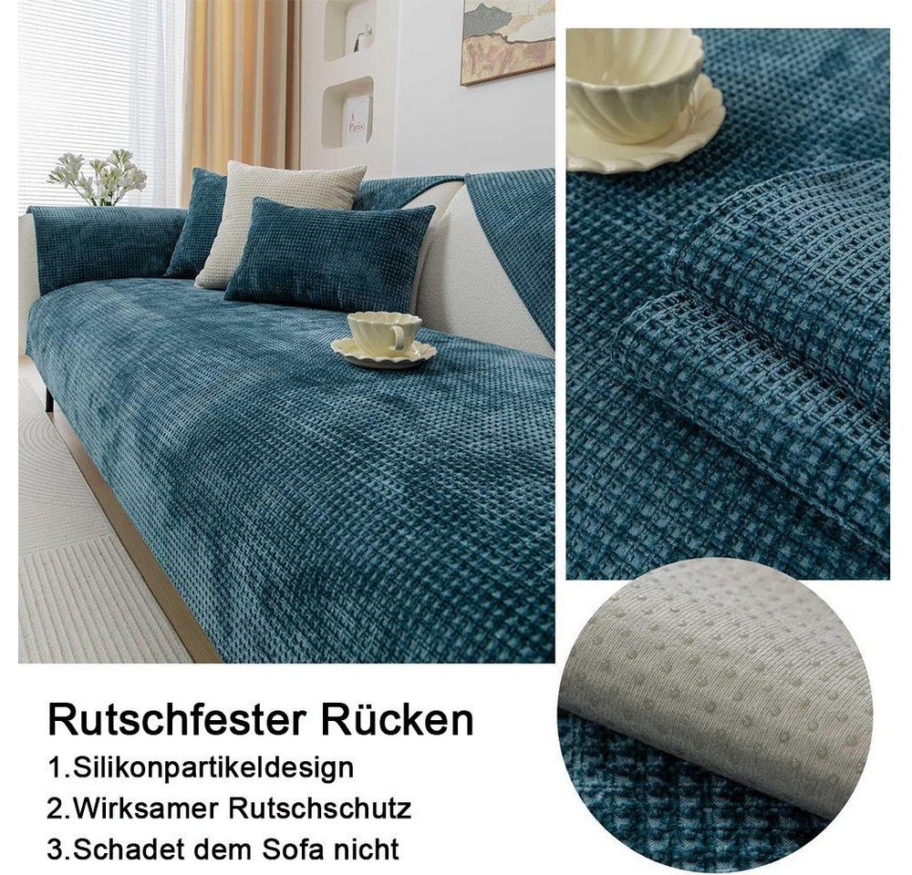 Coonoor Sofahusse Hussen-Set Sofa Abdeckung Kissen Chenille-Sofabezug für 1/2/3/4 Sitze, rutschfest L Form Sofaüberwurf – Bild 3 von 5