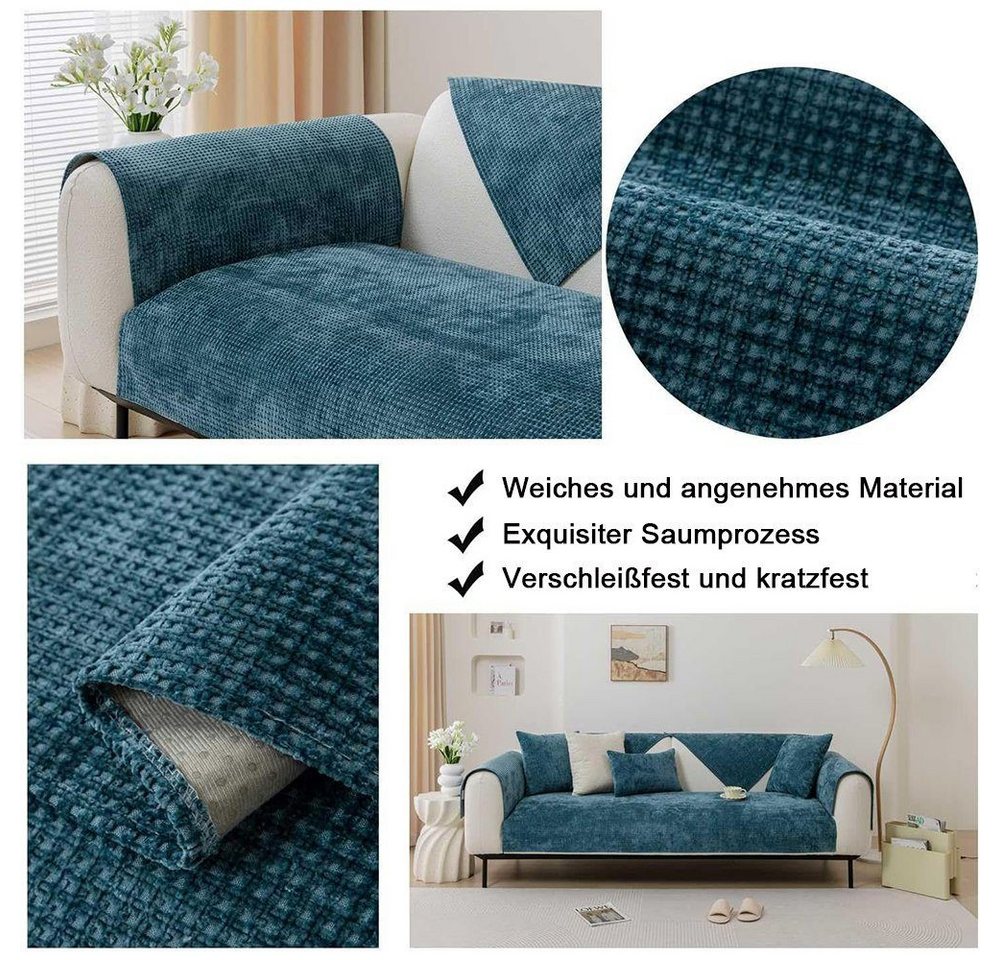 Coonoor Sofahusse Hussen-Set Sofa Abdeckung Kissen Chenille-Sofabezug für 1/2/3/4 Sitze, rutschfest L Form Sofaüberwurf – Bild 4 von 5