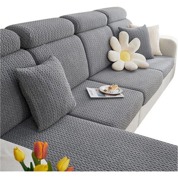Coonoor Sofahusse L Form Schnittsofa Husse Sofabezug, Stretch, Universal, mit Strukturoptik