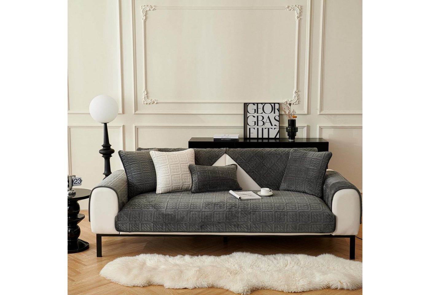 Coonoor Sofaschoner Milchsamt Superweiche Sofa Überzug L Form U 1/2/3/4 Sitzer, Sofaschoner Rutschfest, Sofaschoner Für Sitzfläche Couch – Bild 2 von 5