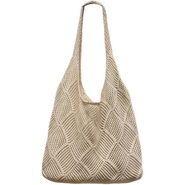 Coonoor Strandtasche Damen Häkeltasche,Umhängetasche Netz-Stricktasche,Schultertasche