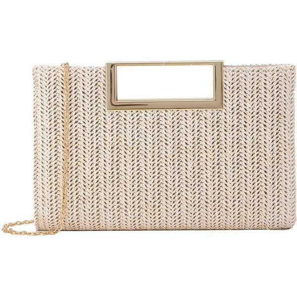 Coonoor Strandtasche Damen Strandtasche Stroh, Straw Clutch, Bohemian Clutch Stroh